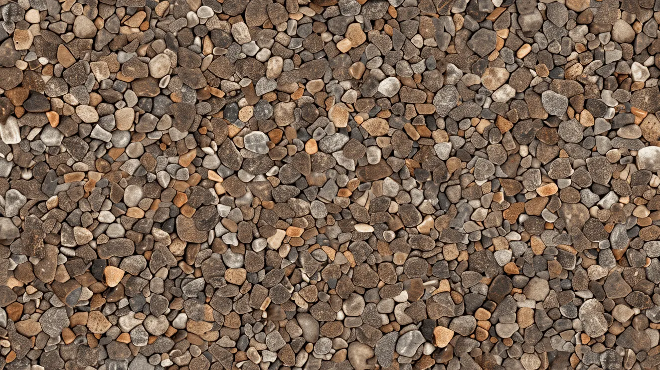 A close-up view of a pile of pea gravel.